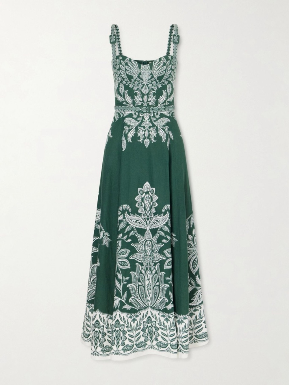FARM Rio Miranda belted printed linen-blend maxi dress Size XXS NWT